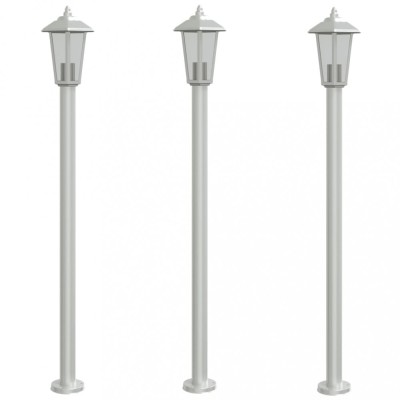 Lampi exterioare de podea 3 buc argintiu 120 cm otel inoxidabil foto