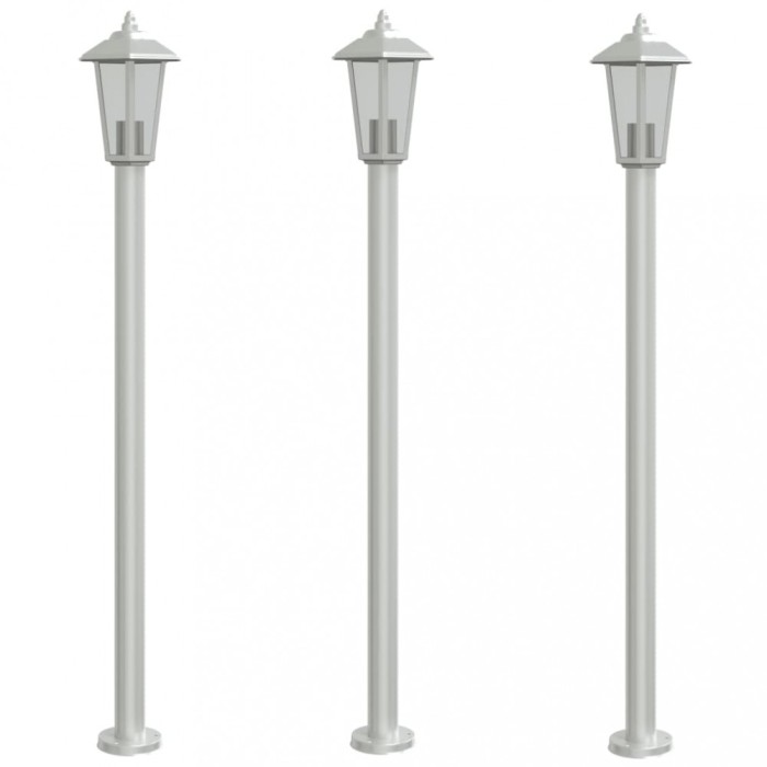 Lampi exterioare de podea 3 buc argintiu 120 cm otel inoxidabil