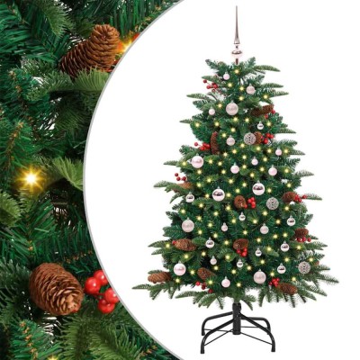 vidaXL Brad de Crăciun artificial Verde 150 cm PVC și metal și plastic 3395543 foto