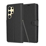 Husa Samsung Galaxy S24 Ultra Asteroid GSM Leather Folio, negru