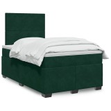 vidaXL Pat box spring cu saltea, verde &icirc;nchis, 120x200 cm, catifea 3293179