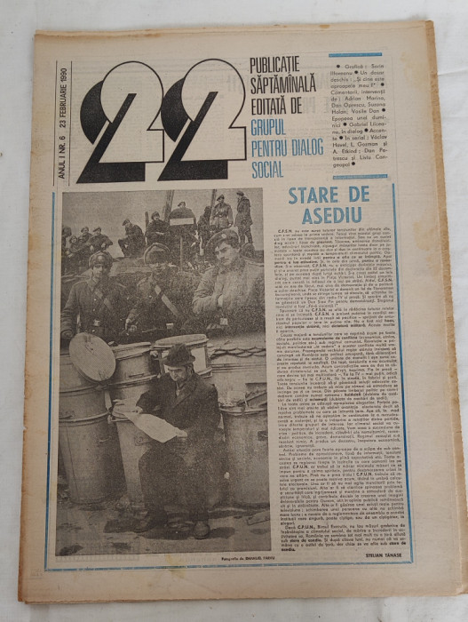 Ziarul 22 - Grupul pentru Dialog Social (23 februarie 1990) Anul 1, nr. 6