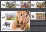 Angola 2018 - Rinoceri, Serie cu Tapsuri + Colita, MNH