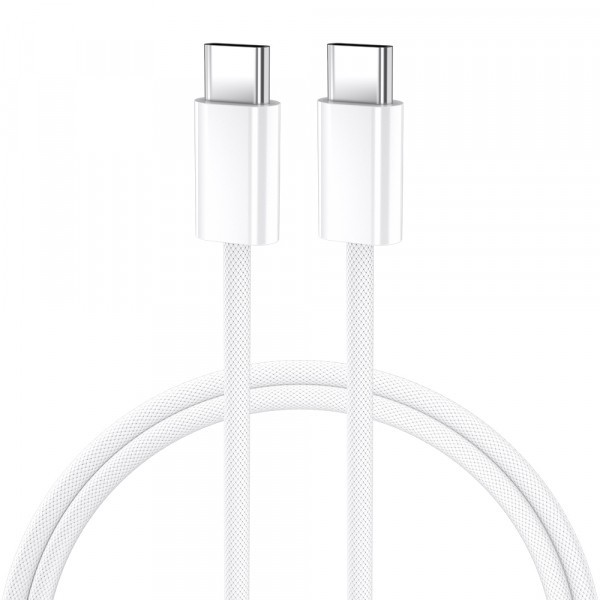 Cablu Date si Incarcare USB-C - USB-C BWOO BO-X284, 60W, 1m, Alb