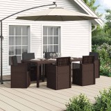 vidaXL Set de masă pentru grădină cu pernă 7 pcs Maro și Antracit PP 3430076
