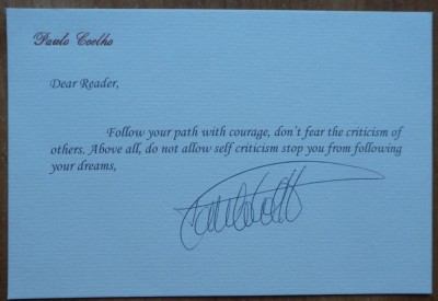 Autograf al scriitorului Paulo Coelho foto