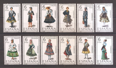 Spania 1968 - Costume traditionale, set complet, MNH foto