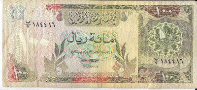 Bancnota 100 riyals 1980 - Qatar, cotatii ridicate! foto