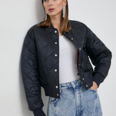 BOSS Orange geacă bomber femei, culoarea bleumarin, de tranziție, oversize 50509257