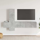 vidaXL Set de dulapuri TV, 5 piese, gri beton, lemn prelucrat 3079073