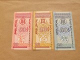Mongolia Set 3 bancnote: 10, 20 si 50 Mongo 1993 - Necirculate