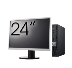 Pachet Calculator Second Hand DELL OptiPlex 7060 Mini PC, Intel Core i5-8500T 2.10 - 3.50GHz, 8GB DDR4, 256GB SSD + Monitor 24 Inch NewTechnology Medi