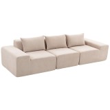 HOMCOM Canapea 3 locuri din chenille 320 cm, canapea modulară, șezut și brațe extra-largi, complet comprimată, bej | Aosom Romania
