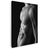 Tablou canvas nud barbat bust profil alb, negru 1279 Tablou canvas pe panza CU RAMA 70x100 cm