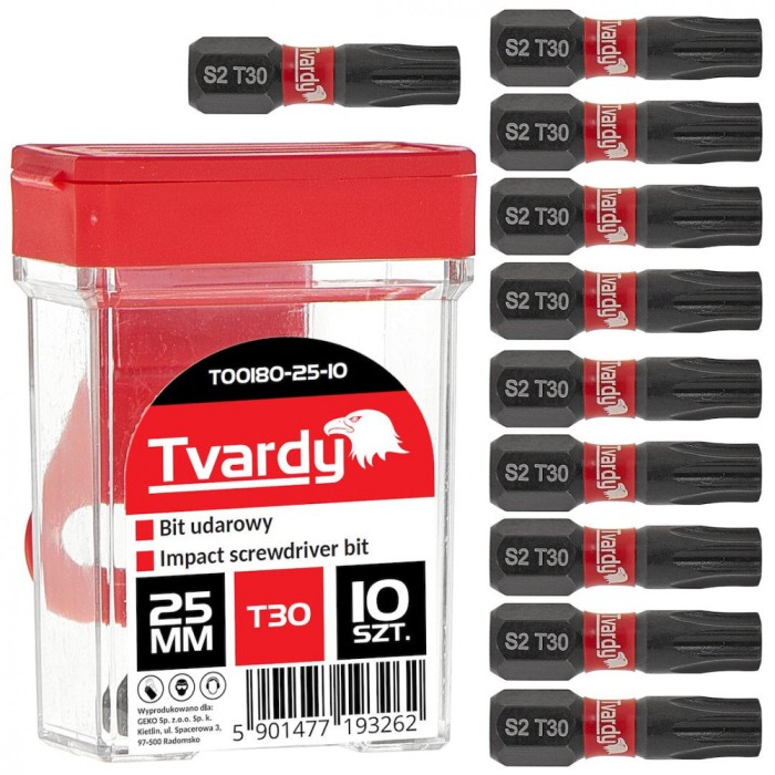 Set biti de impact T30, 25 mm S2, 10 bucati, Tvardy T00180-25-10