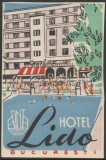 Romania anii 50 - Vigneta de bagaje Hotel LIDO din Bucuresti (tip 3), ONT Carpati, etichete hoteliere, promovare turistica