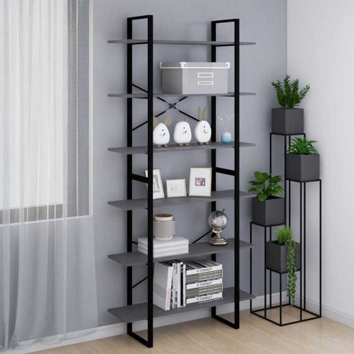 Gossi dulap inalt, gri, 100x30x210 cm, lemn masiv de pin