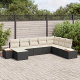 Set de Canapea de Grădină vidaXL cu Perne Negru Ratan Poli Acacia, Canapea de Grădină 2-Persoane vidaXL cu Spațiu de Depozitare &amp; Perne Negru Ratan Po