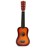 Cumpara ieftin Chitara pentru copii caramiziu, 53.4 x 17.5 x 5.8 cm, din lemn, 6 corzi din nailon