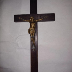 CY - Crucifix vechi deosebit / lemn & metal neferos bronzuit (Corpus Christi)