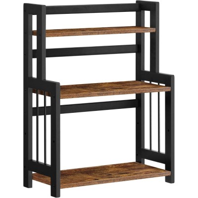 SONGMICS Etajera condimente 3 niveluri, raft bucatarie din bambus si PAL, 41x18x53 cm, maro rustic Household NewTrend foto