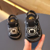 Sandalute negre cu piuitoare - Teddy (Marime Disponibila: 6-9 luni (Marimea 19
