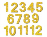 Set 15 numere x 6 culori din hartie gumata glitter pentru ceas sau cadran ceas, Oem