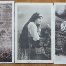 5 carti postale interbelice , costume populare romanesti