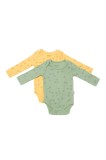 Set 2 body-uri cu maneca lunga Printed, BabyCosy, 50% modal+50% bumbac, Lamaie Verde (Marime: 18-24 Luni)