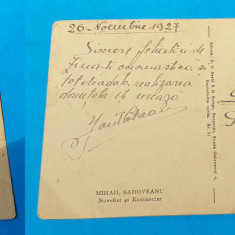 Carte Postala veche circulata anul 1927 MIHAIL SADOVEANU - Rara