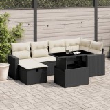 Gossi set canapele de gradina cu perne, 7 piese, negru, poliratan