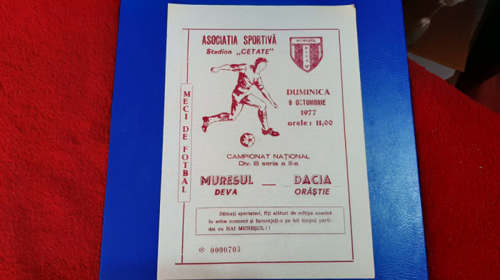 program Muresul Deva - Dacia Orastie