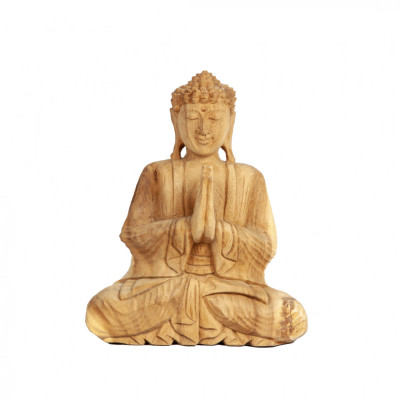 Statueta din lemn Praying Buddha foto
