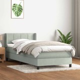 vidaXL Pat box spring cu saltea, gri deschis, 80x220 cm, catifea 3318135