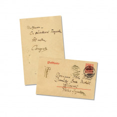 I. L. Caragiale, carte poștală olografă către frații Ottilia și Emil Michail, 1912 - Piesă rară