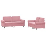 Cumpara ieftin Set de canapele cu perne, 2 piese, roz, catifea