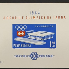 LP 572 - Jocurile Olimpice de Iarna de la Innsbruck - 1964 - colita nedantelata