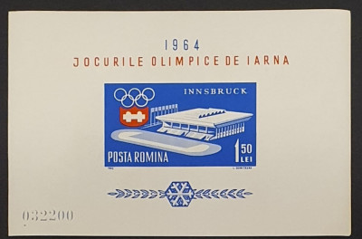 LP 572 - Jocurile Olimpice de Iarna de la Innsbruck - 1964 - colita nedantelata foto