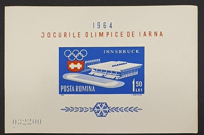 LP 572 - Jocurile Olimpice de Iarna de la Innsbruck - 1964 - colita nedantelata
