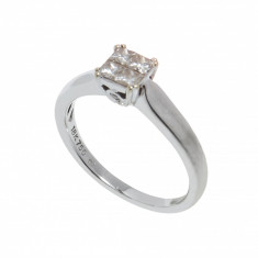 Inel din aur alb 18 K cu diamante, model de logodna, circumferinta 53 mm, IAU96 foto