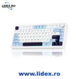 Tastatura Mecanica Gaming AULA F75, Tri-Mode Wireless Bluetooth/2.4GHz/USB-C, Hot-Swap, Gasket, RGB 16.8M, Baterie 4000mAh, Knob Multimedia, 75%, Swit