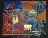 Cumpara ieftin RO 2006 ,LP 1738, &quot;Gimnastica 2006&quot; supratipar auriu/1996 ,colita 387 , MNH, Regi, Nestampilat