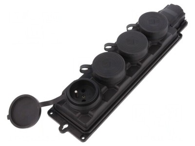 Conector alimentare AC 250V 16A IP44 Negru foto