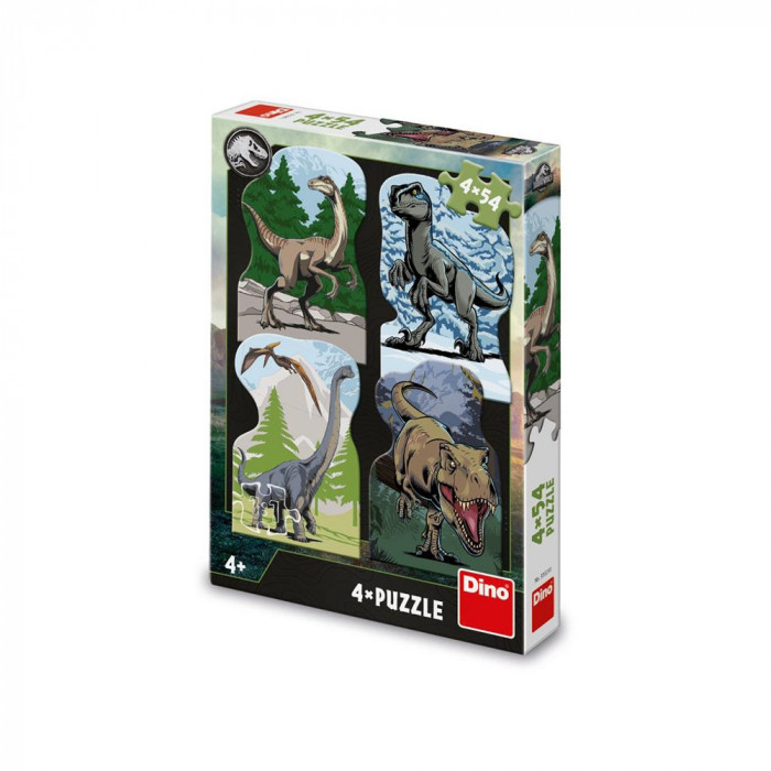 Puzzle Jurassic World, 4&times;54 piese &ndash; DINO TOYS