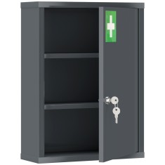 kleankin Dulap medical pentru montare pe perete cu &icirc;nchidere, dulap metalic de perete &icirc;n 3 trepte, 40 x 15 x 53,5 cm, gri cărbune | Aosom Romania