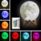 Lampa Luna 3D 20 cm, LED 16 culori, reincarcabila, telecomanda, suport lemn