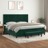 vidaXL Pat box spring cu saltea, verde &icirc;nchis, 200x200 cm, catifea 3137926