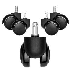 Set 5 Roti pentru scaun de birou tija 11/50 mm, Kwmobile, Negru, Plastic, 48042.01