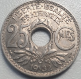 25 centimes 1932 Franta, km#867a, Europa