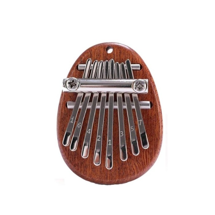 Instrument Muzical, Mini Kalimba, cu 8 Note, 7 x 5 cm, Lemn masiv pentru corp si otel inoxidabil